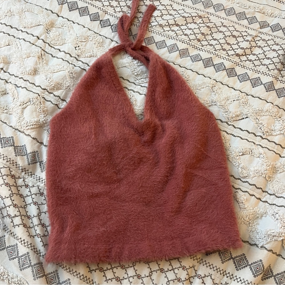 GymShark x Whitney Simmons WHITNEY EYELASH KNIT MIDI HALTER TOP size Medium
